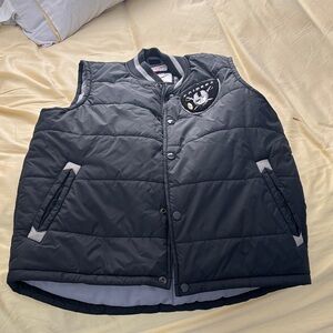 Raiders Black Quilted Puffer Vest with Gray Trim